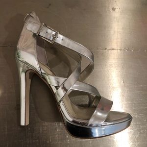 BCBGeneration Silver Heels Size 7.5